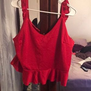 Red peplum crop top